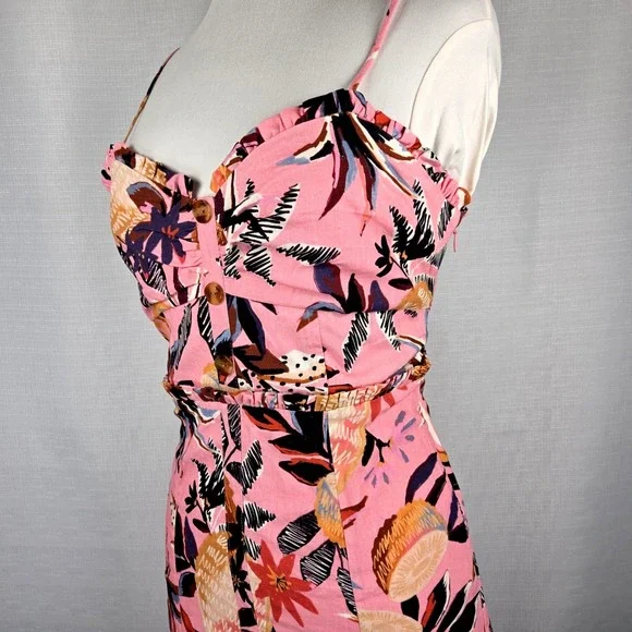 Farm Rio Pink Pineapple Mini Dress Women's Medium Tropical Beach Resortwear - Picture 3 of 10